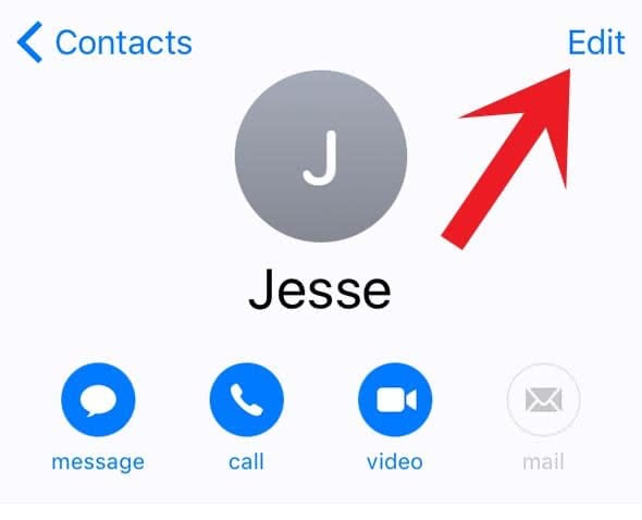 The Edit button in the right top corner of a detailed screen of the contact