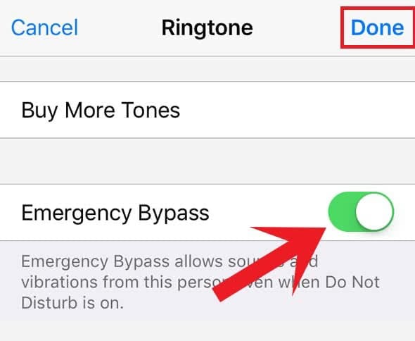 The option to activate the Emergency Bypass for a contact