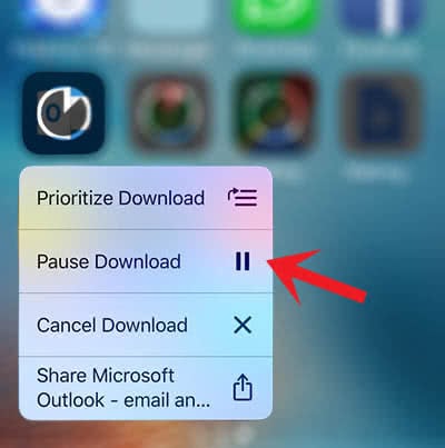 Quick Action menu for app downloads (3D Touch)