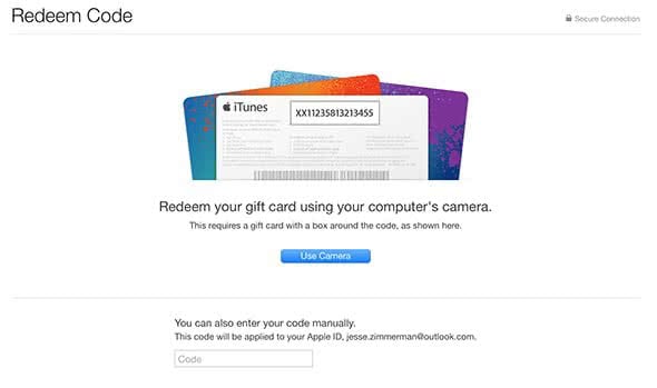 Enter code from gift card and pay without a credit card in iTunes Store