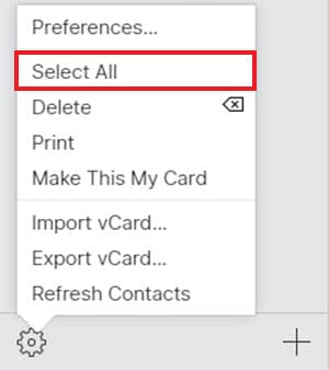iCloud "Select all" contacts for transfer