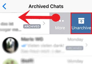 Unarchive a Whatsapp chat