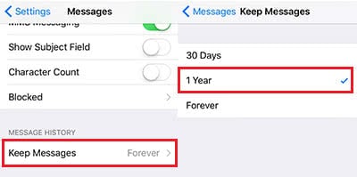 Save storage space by deleting old messages