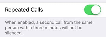 Repeated Calls is activated by default for Do Not Disturb