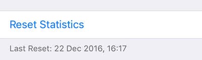 The option to reset statistics on your iPhone to monitor the data usage of your personal hotspot