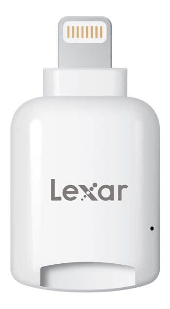 White SD card reader for iPhone by Lexar