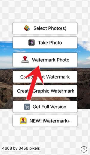 Screenshot shows to open Watermark Photos to use the saved watermark