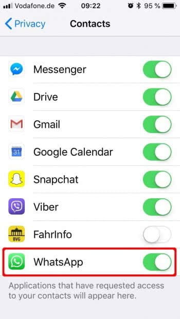 WhatsApp Access Contacts