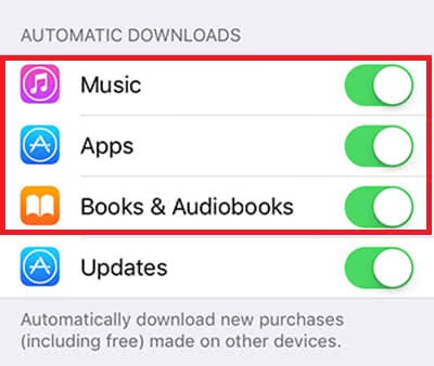 Change settings for automatic downloads on iPhone