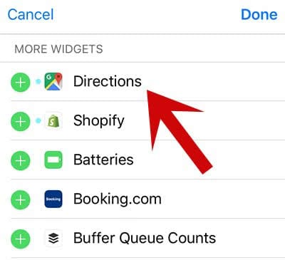 Add Directions widget to your Lock Screen