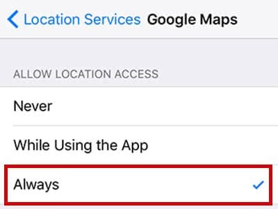 Allow Google Maps the access to your location