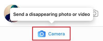 Use the blue camera icon to send disappearing photos and videos on Instagram