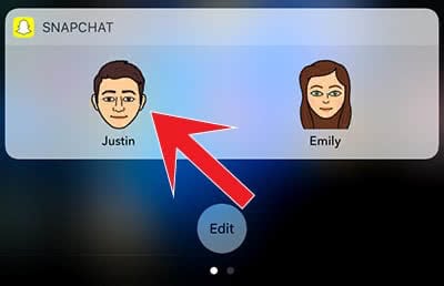 Favorite contacts in the Snapchat widget in Today View