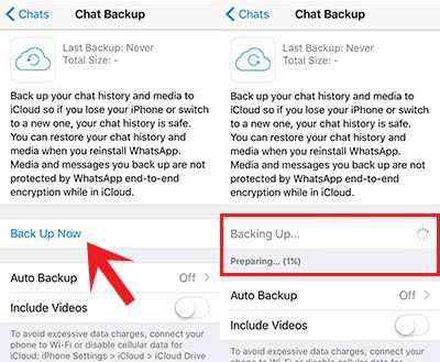 Create manual backup for WhatsApp chats