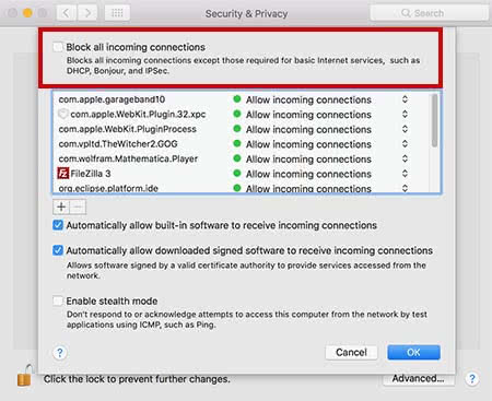 Check the Firewall settings for AirDrop connection