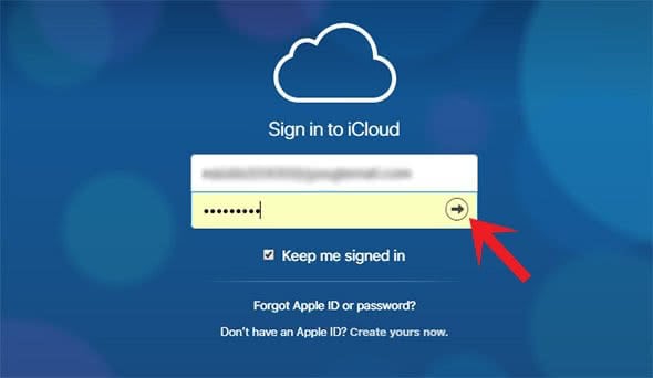 Sign in to your icloud account on icloud.com