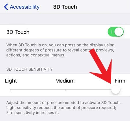 Adjusting the sensitivity of the 3D Touch