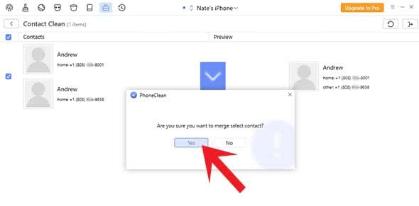 Confirm to merge the contacts