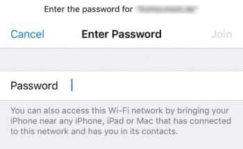 Enter WiFi password on iPhone