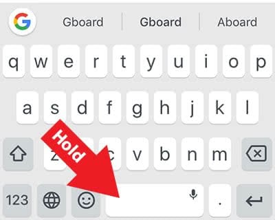 Hold the space button of the Gboard keyboard in order to start the dictation feature