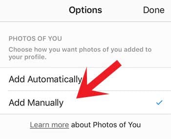 Add tagged photos manually on Instagram