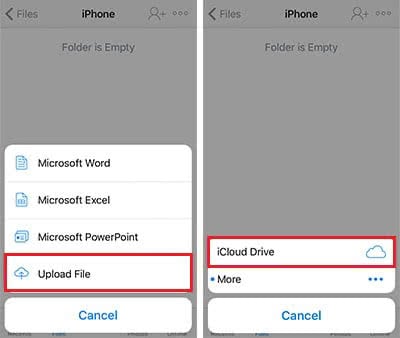 Upload any file type from iCloud Drive to Dropbox as an backup