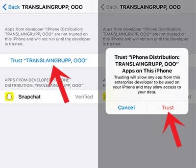 Trust the new app to take screenshots on Snapshots without notification