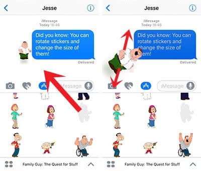 iMessage – How To Rotate & Change Size of Stickers