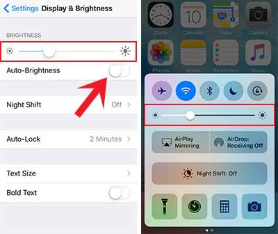 Adjust brightness to decrease battery usage