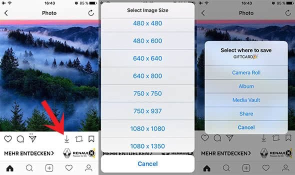 Download a photo from another Instagram account with Instagram ++