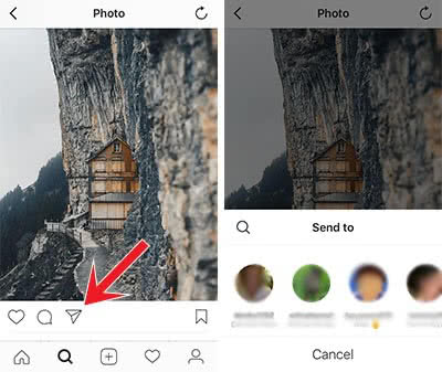 Share the photo via the conventional Instagram app means to send it to friends on Instagram