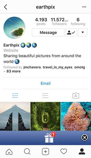 The conventional Instagram app doesn't show the follow note