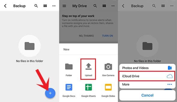 iPhone files backup via Google Drive