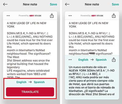 Translations of digitalized texts with TextGrabber
