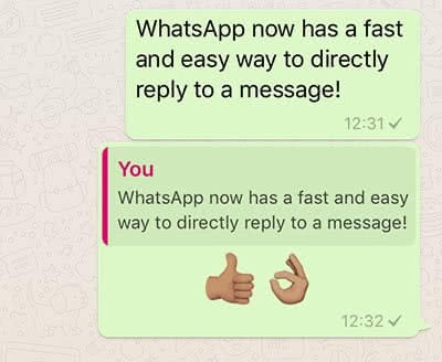 Reply Directly And Fast To A Message In WhatsApp