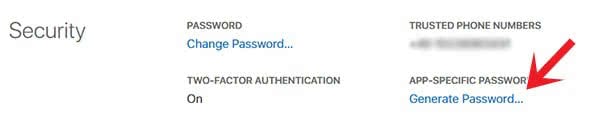 Generate app-specific password