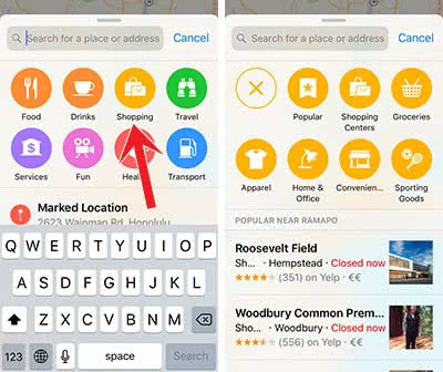 Explore areas with categories on Apple Maps