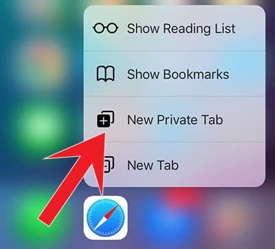 Use 3D Touch to start Safari in private