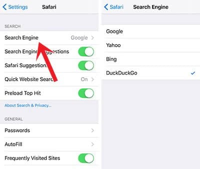 Change search engine for Safari