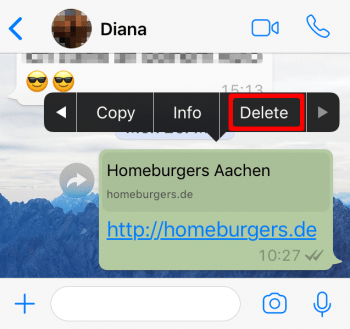 WhatsApp: Delete sent messages