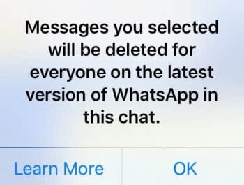 WhatsApp: Delete Sent Messages