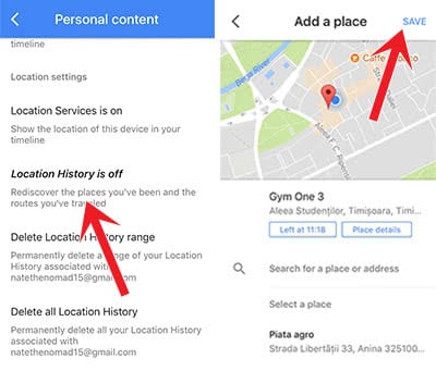 Add a location to your location history