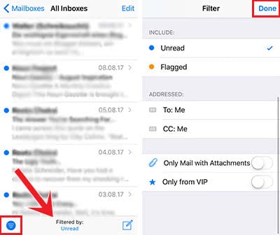 Filter emails in the iOS Mail app according to your needs