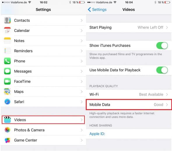 video playback settings