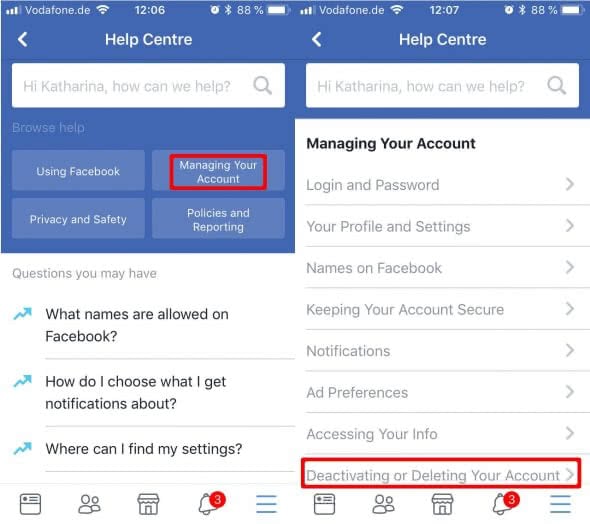 instagram delete account with facebook