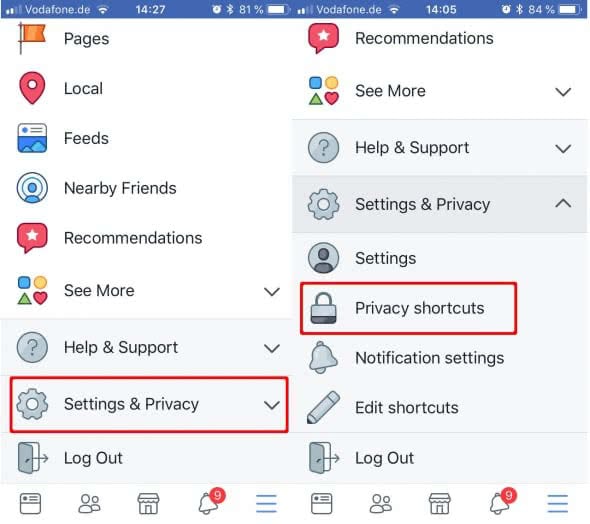 Facebook Check Privacy Shortcuts