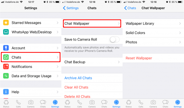 WhatsApp: تغيير خلفية الدردشة