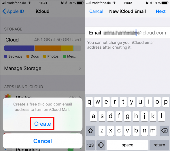 icloud email settings