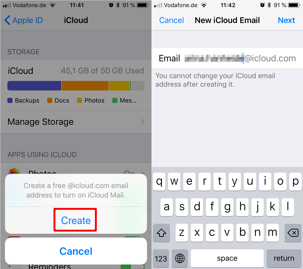 what is my icloud email address used for