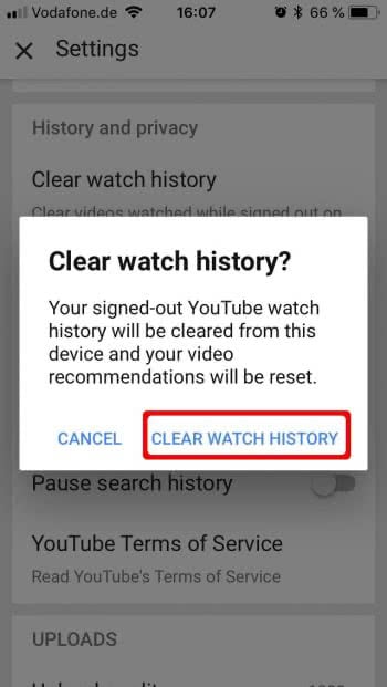 Clear youtube search history hot sale